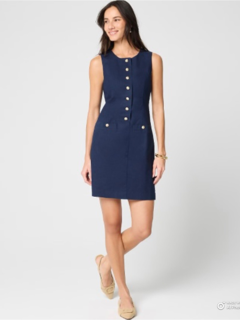 J Crew Factory Navy Blue Linen Blend Button Front Mini Dress Size 0 NWT